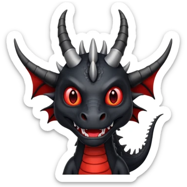 A black dragon with red brillants eyes, great black horns who say hi. sticker