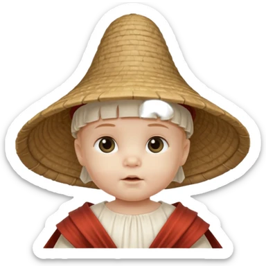 ancient roman baby conical hat, white, half body sticker