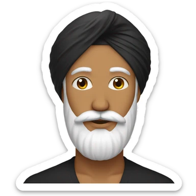 Sikh, black turban, white pepper beard sticker