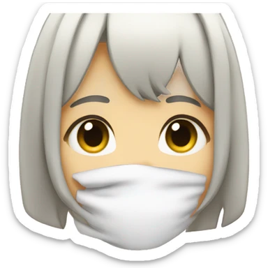anime girl sad face with hand covering mouth sticker