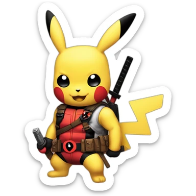 draw an image of deadpool merged with pikachu sticker