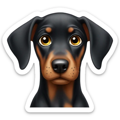 Doberman puppy with big sad eyes sticker