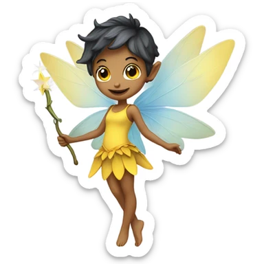 Pixie fairy with yellow wings and wand  sticker