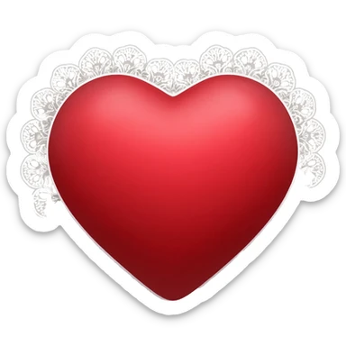 red heart with white lace trim sticker