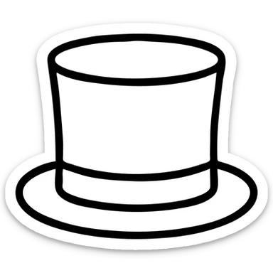 black top hat with gray ribbon outlined icon sticker