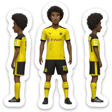 Borussia Dortmund player with brown skin a black Small goattee and short black curly har sticker