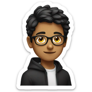 14-year old pakistani boy with red glasses and black hoodie sticker