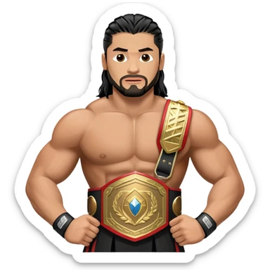 Roman Reigns WWE wrestler with championship belt sticker