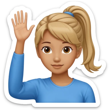 Mini poodle with Asia ponytail hair girl say goodbye sticker