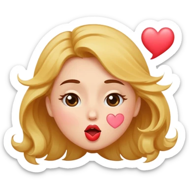 face with wind-blown cheeks blowing a huge kiss sticker