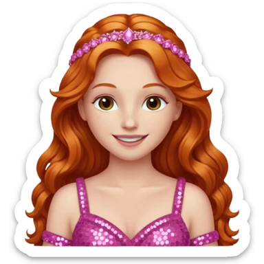Venus, Goddess of Love from Gods and Goddesses with long ginger hair, pink sequin outfit sticker