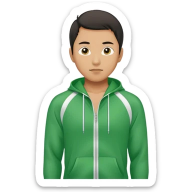asian man wearing green tracksuit sticker