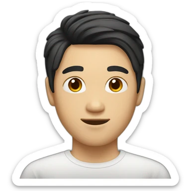 asian male with flow haircut black hair sticker
