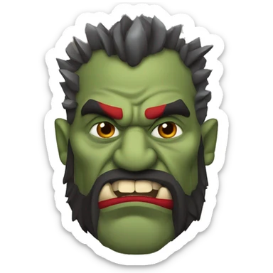 armored orc berserker with red beard & mohican sticker