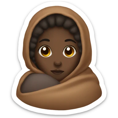 Black girl sleeping in brown blanket sticker