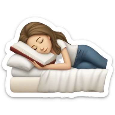 White Girl Sleeping with book as pillow  sticker