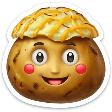 Happy baked potato smiling sticker