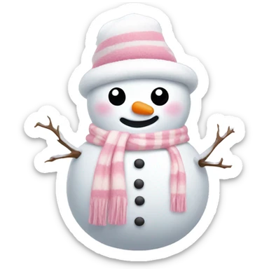 Cute white and light pink snowman sticker