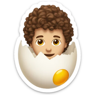 Guy with curly brown hair hatching from an egg  sticker