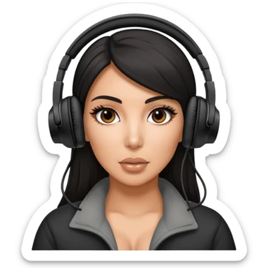 kim kardashian Black Headphones sticker