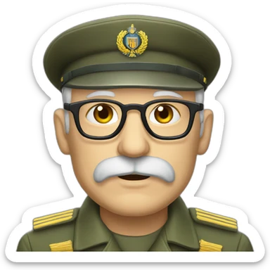 An elderly soldier of the Ukrainian army with glasses and a gray beard. sticker