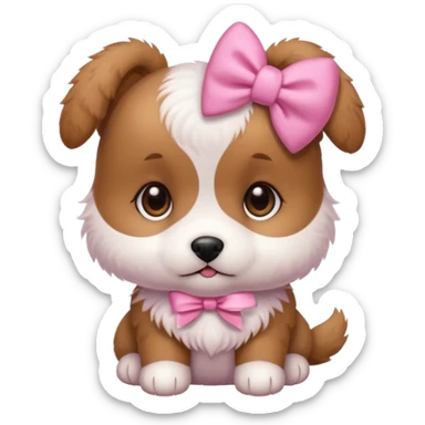 Cute puppy with a cute pin bow sticker