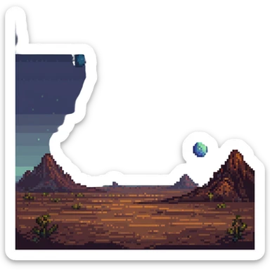 pixel art of a distant planet with a small moon nearby, cosmic background sticker