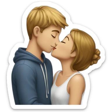 Girl kisses boy sticker