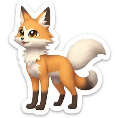 a anthro fur-sona kemono-style-chibi-style cat-fox-Fakémon-hybrid full body sticker
