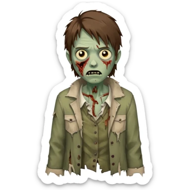 Zombie with lil bit curly medium brown hairi sticker