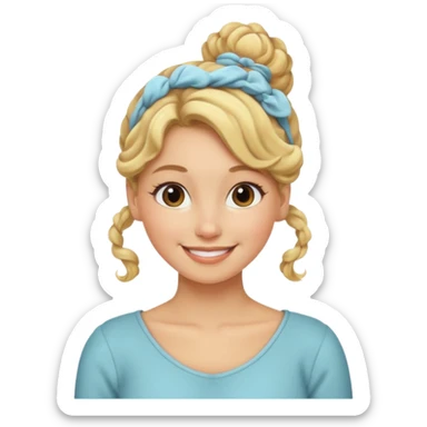 Naked blonde hair bun woman with curly hair, big ass  sticker