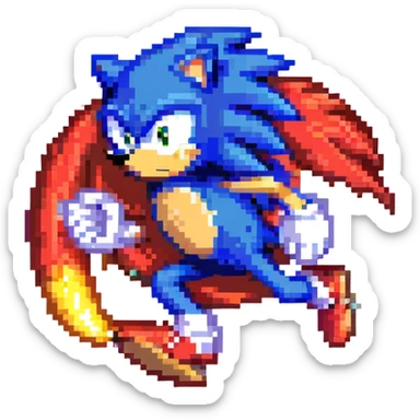 Sonic the Hedgehog sprinting with red trail sticker