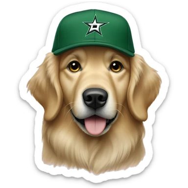 Golden retriever with grey dallas stars hat sticker
