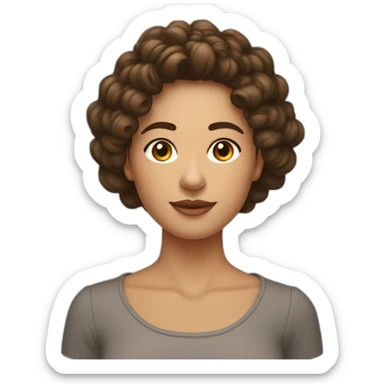 Une femme au cheveux brun et bouclé, le visage un peu long avec une des deux paupières qui descend vers le bas, embrasse un Sri Lankais avec les cheveux courts sticker