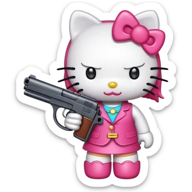 Hello kitty whit a gun  sticker