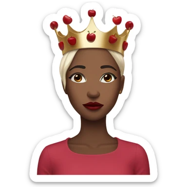 that cover her eyes and cherry lipstick and a crown sticker