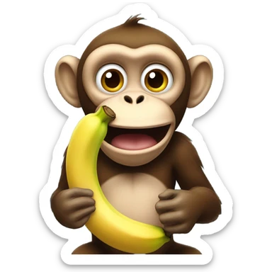  a monkey holding a banana in his hand and steam coming out of his mouth sticker
