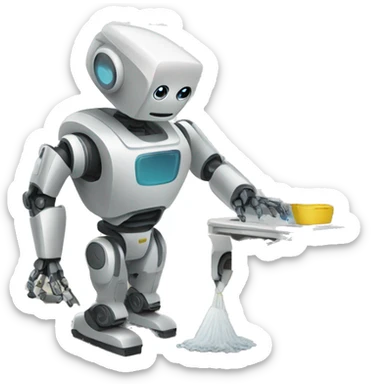 A robot doing household chores sticker