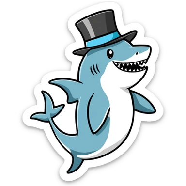 Shark withe a top hat sticker