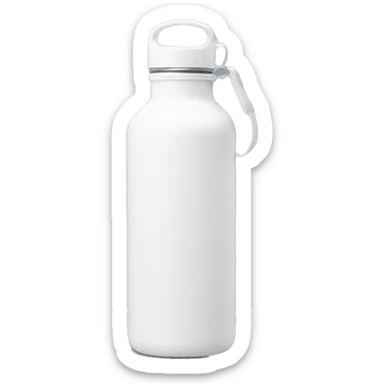 white water bottle with white lid, white handle strap sticker