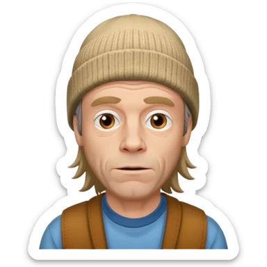 Frank Gallagher with a beanie sticker