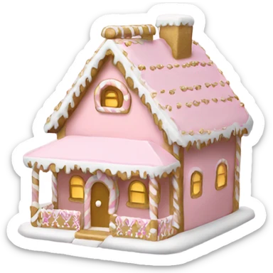 light pink and gold and white gingerbread house sticker