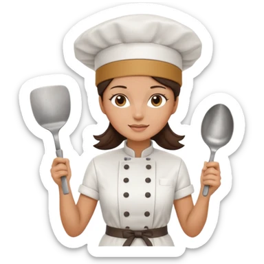 A brunette woman chef making big Square wafers  sticker