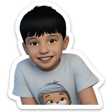 smiling boy in black shirt sticker
