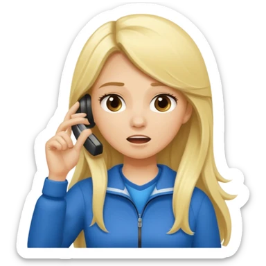 blonde cartoon girl long hair sports coach calling for a time out sticker