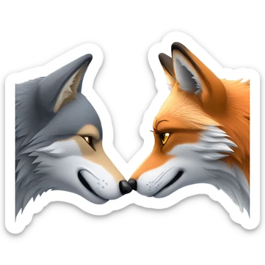 Wolf and fox kissing sticker