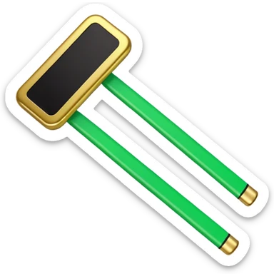 Apple-style 3D emoji of a simplified RAM stick, cartoon-style but recognizable, green with gold edge and black squares representing memory chips. sticker