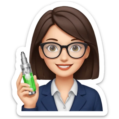 brunette office girl, vape named larisa sticker