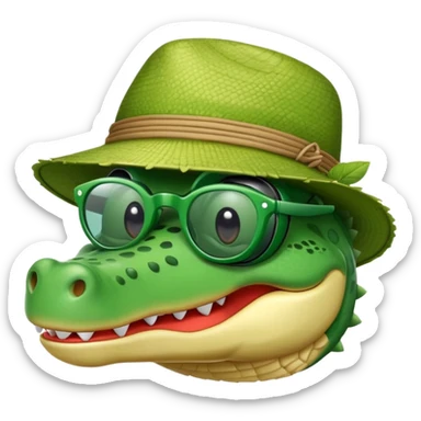 Coccodrillo con occhiali da sole e cappello sticker