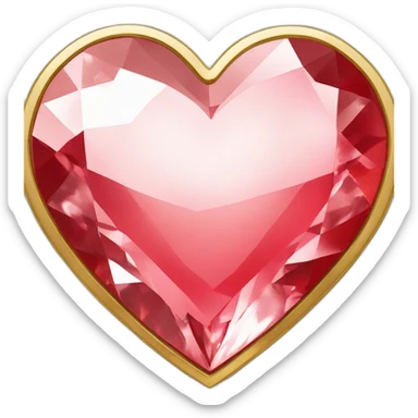 Red heart diamond with gold border sticker